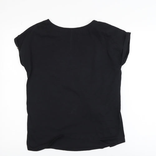 Next Women's Black Sequin Star T-Shirt Size 8 Short Sleeve