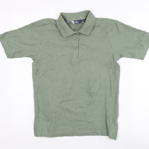 Isle Boys Green Cotton Polo Shirt Size 10-12 Years Short Sleeve Casual