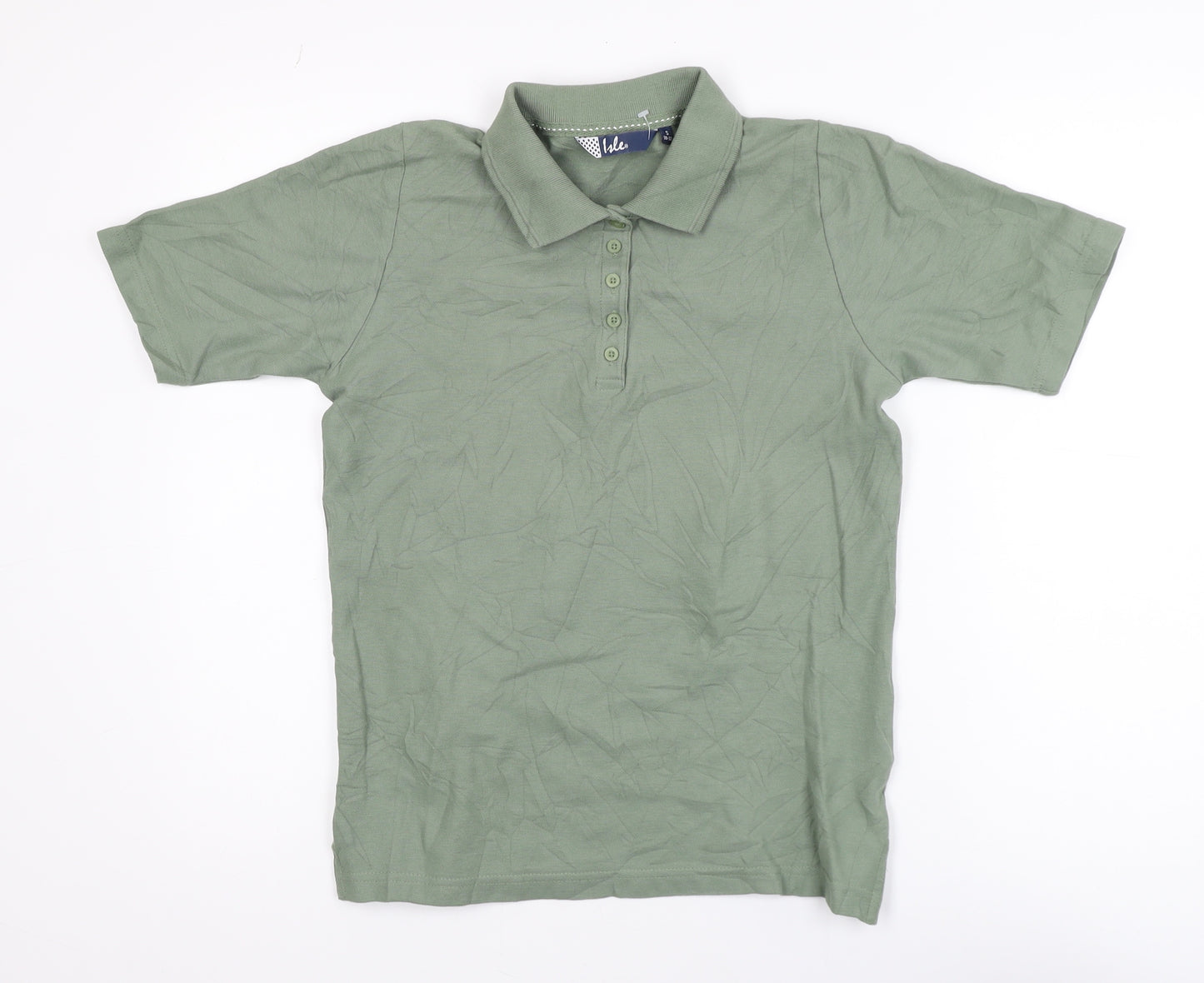 Isle Boys Green Cotton Polo Shirt Size 10-12 Years Short Sleeve Casual