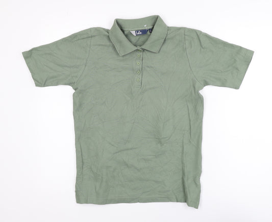 Isle Boys Green Cotton Polo Shirt Size 10-12 Years Short Sleeve Casual