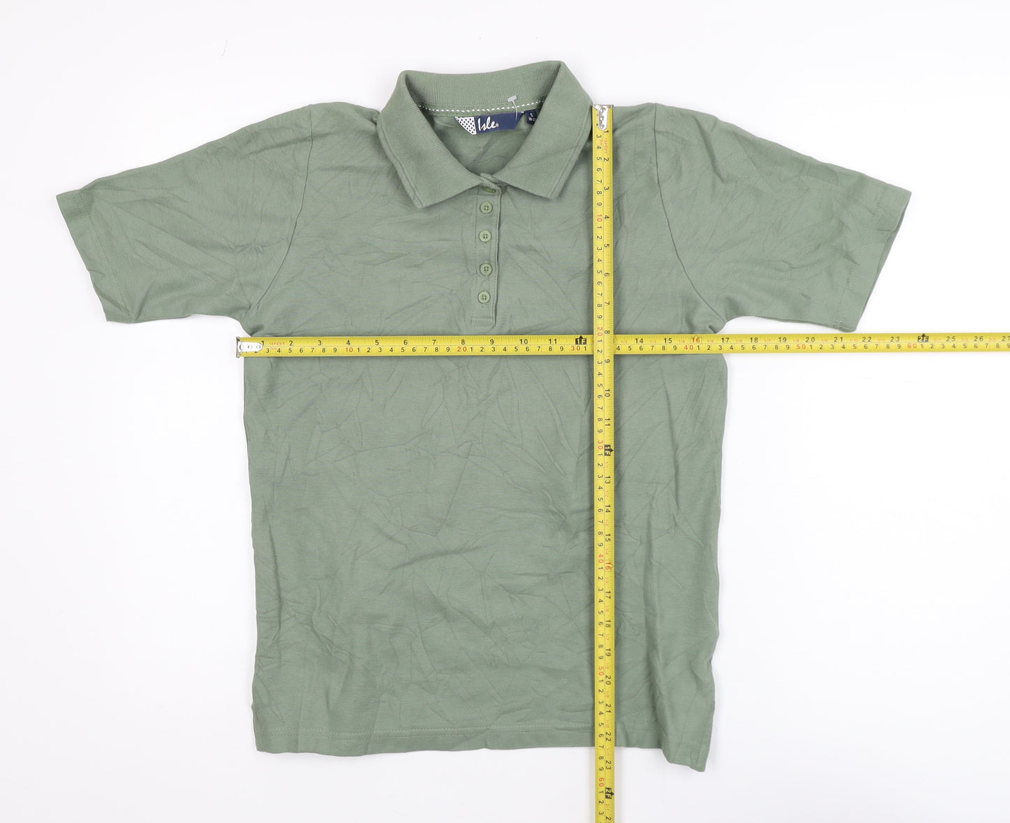 Isle Boys Green Cotton Polo Shirt Size 10-12 Years Short Sleeve Casual