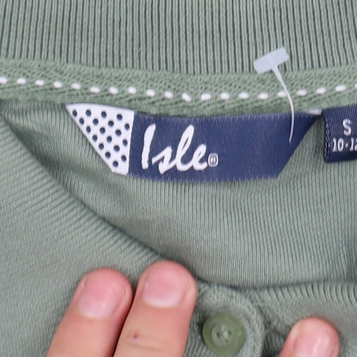 Isle Boys Green Cotton Polo Shirt Size 10-12 Years Short Sleeve Casual