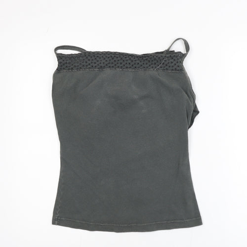 Diesel Women's Grey Cotton Crochet Camisole Tank Top Size M