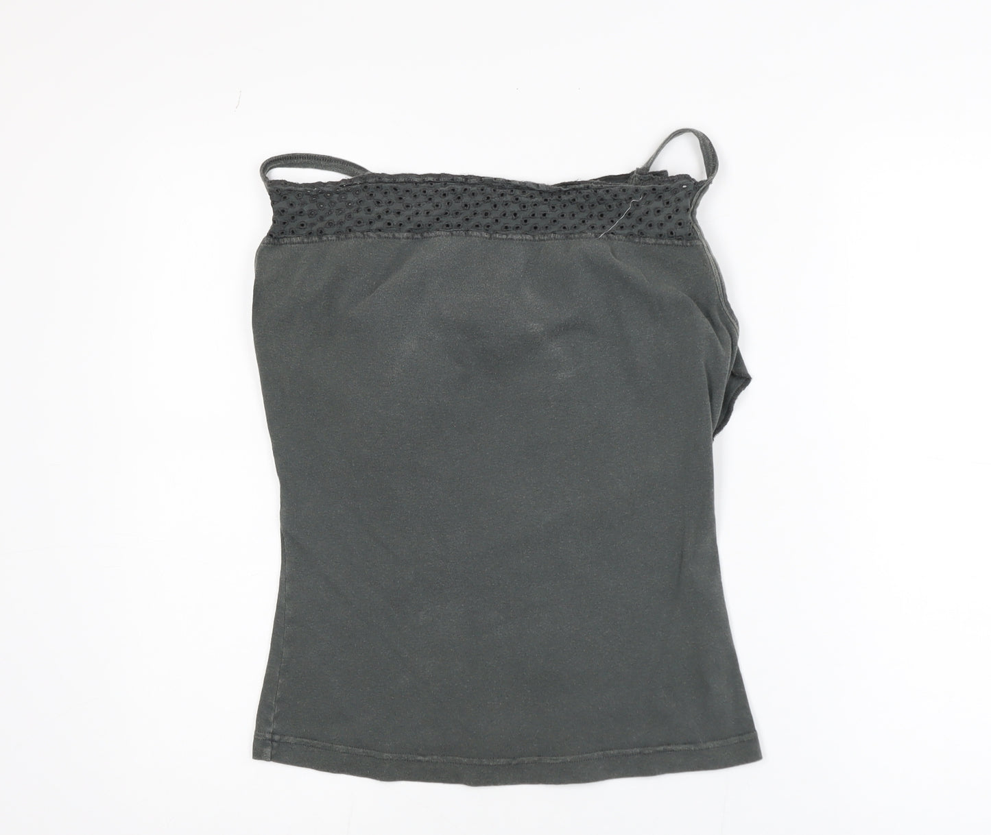 Diesel Women's Grey Cotton Crochet Camisole Tank Top Size M