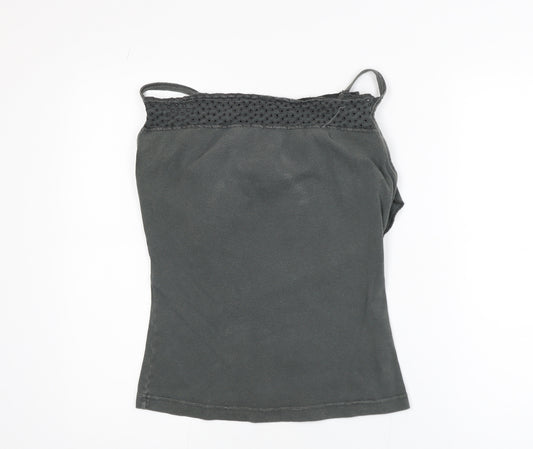 Diesel Women's Grey Cotton Crochet Camisole Tank Top Size M