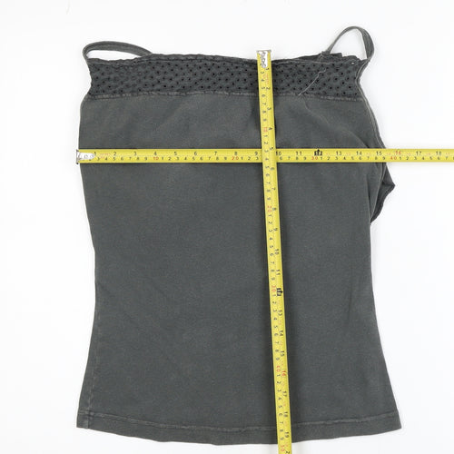 Diesel Women's Grey Cotton Crochet Camisole Tank Top Size M