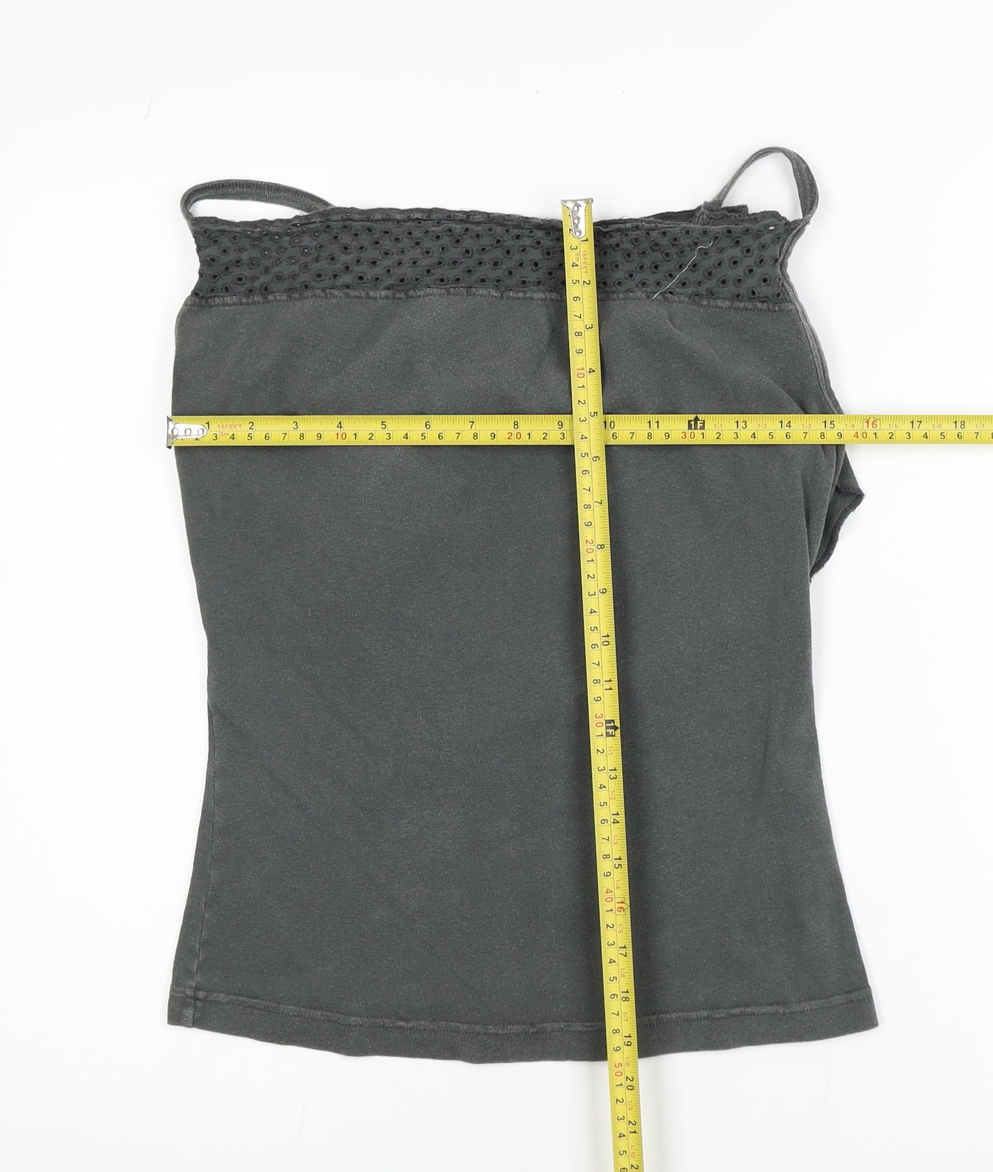 Diesel Women's Grey Cotton Crochet Camisole Tank Top Size M