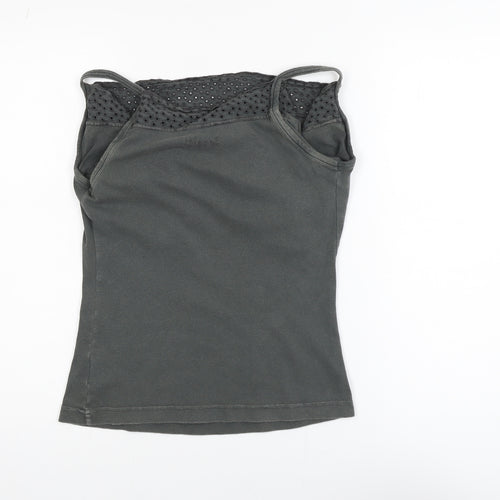 Diesel Women's Grey Cotton Crochet Camisole Tank Top Size M