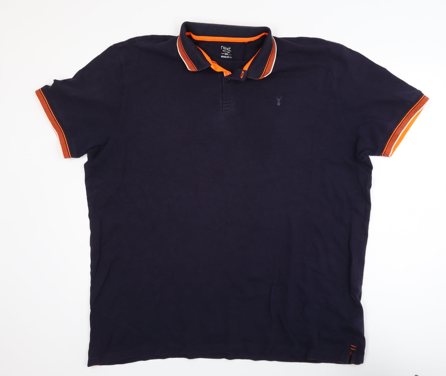 Next Men's Blue 3XL Cotton Elastane Short Sleeve Polo Shirt