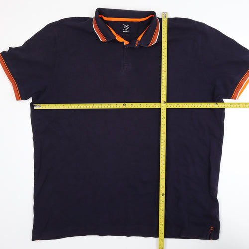 Next Men's Blue 3XL Cotton Elastane Short Sleeve Polo Shirt