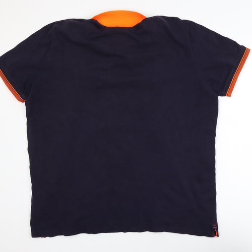 Next Men's Blue 3XL Cotton Elastane Short Sleeve Polo Shirt