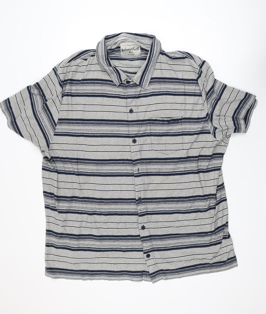 Weird Fish Men's Blue Striped Cotton Polo Shirt 5XL