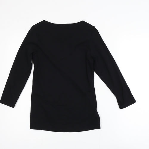 Marks and Spencer Women’s Black Cotton Long Sleeve V-Neck Blouse Size 10