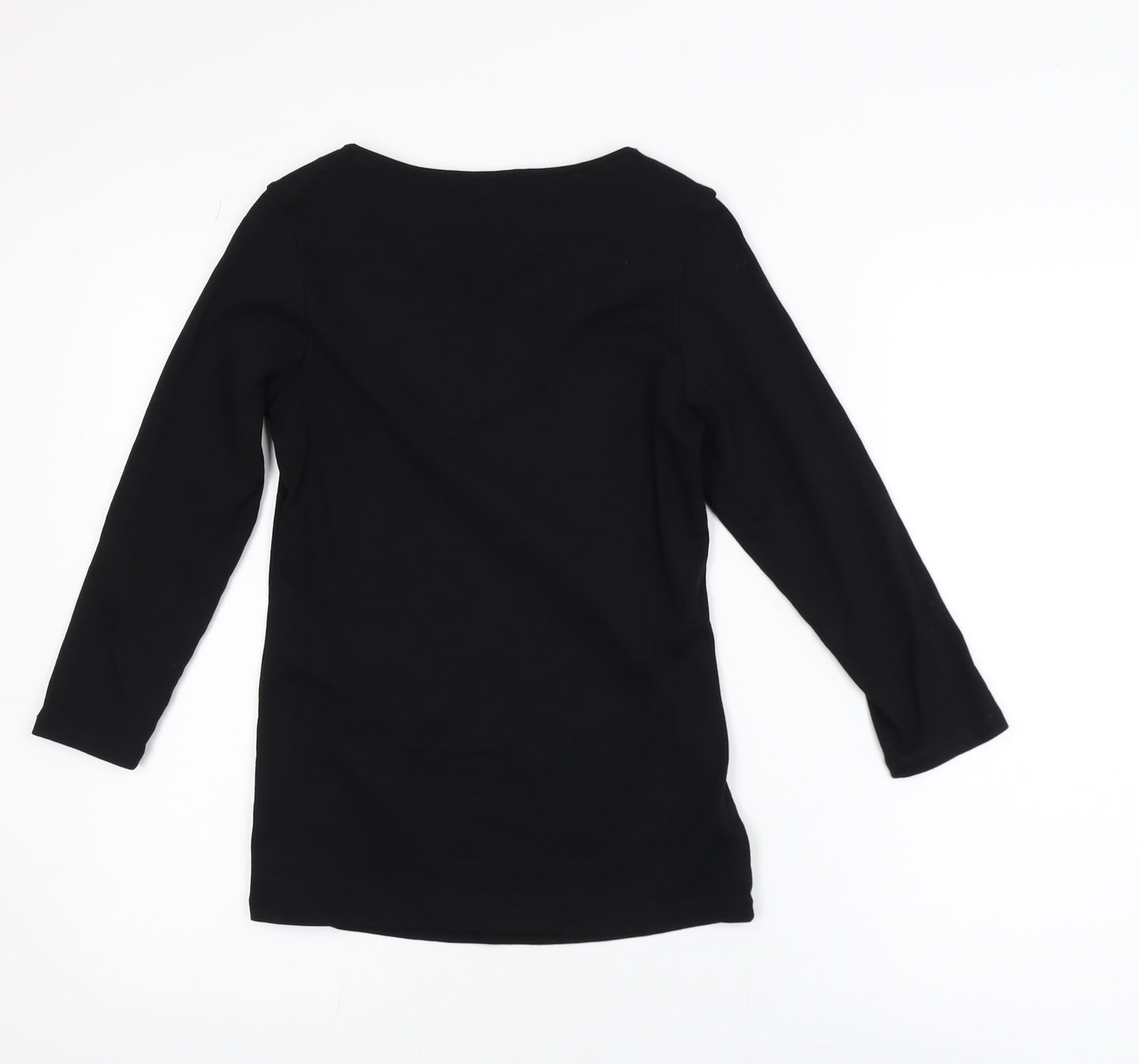 Marks and Spencer Women’s Black Cotton Long Sleeve V-Neck Blouse Size 10