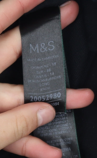 Marks and Spencer Women’s Black Cotton Blend Tall Pull-On Trousers Size 14