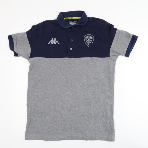 Kappa Mens Grey Navy Colourblock Polo Shirt Medium