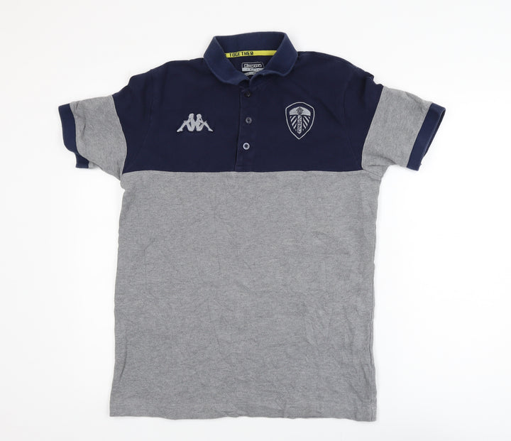 Kappa Mens Grey Navy Colourblock Polo Shirt Medium