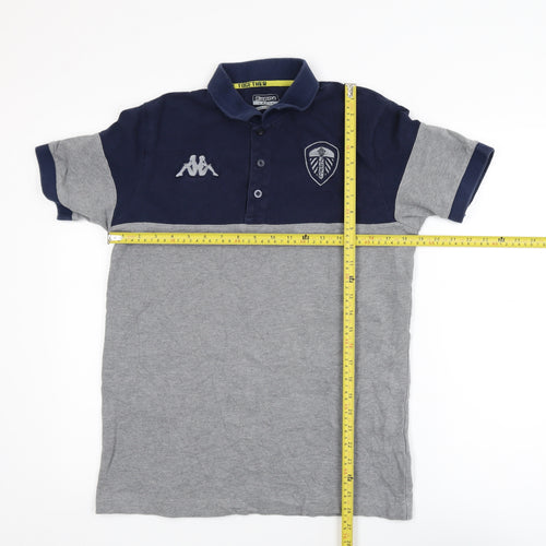 Kappa Mens Grey Navy Colourblock Polo Shirt Medium