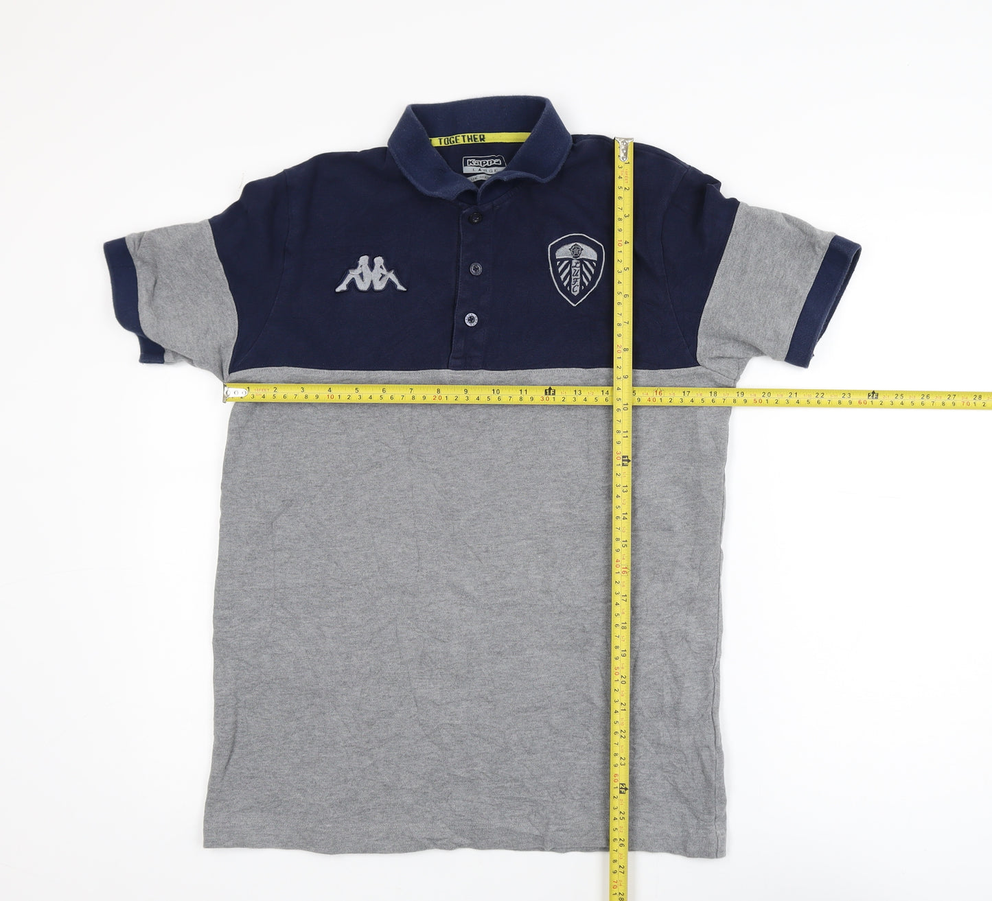 Kappa Mens Grey Navy Colourblock Polo Shirt Medium