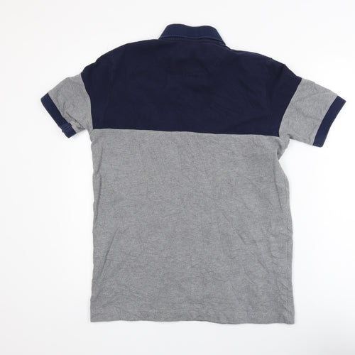 Kappa Mens Grey Navy Colourblock Polo Shirt Medium