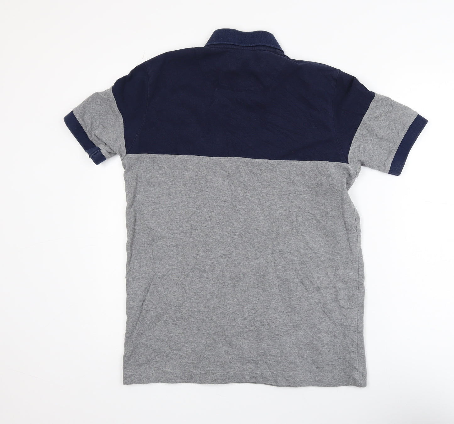 Kappa Mens Grey Navy Colourblock Polo Shirt Medium