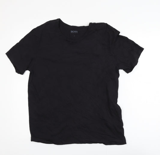 Hugo Boss Men's Black Cotton Crew Neck Short Sleeve T-Shirt Size L