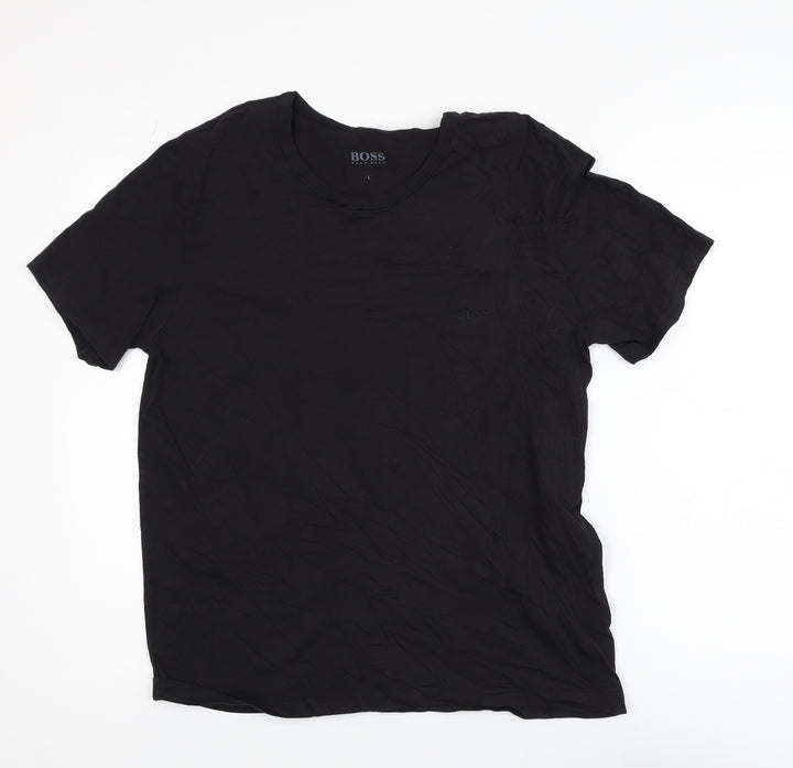 Hugo Boss Men's Black Cotton Crew Neck Short Sleeve T-Shirt Size L