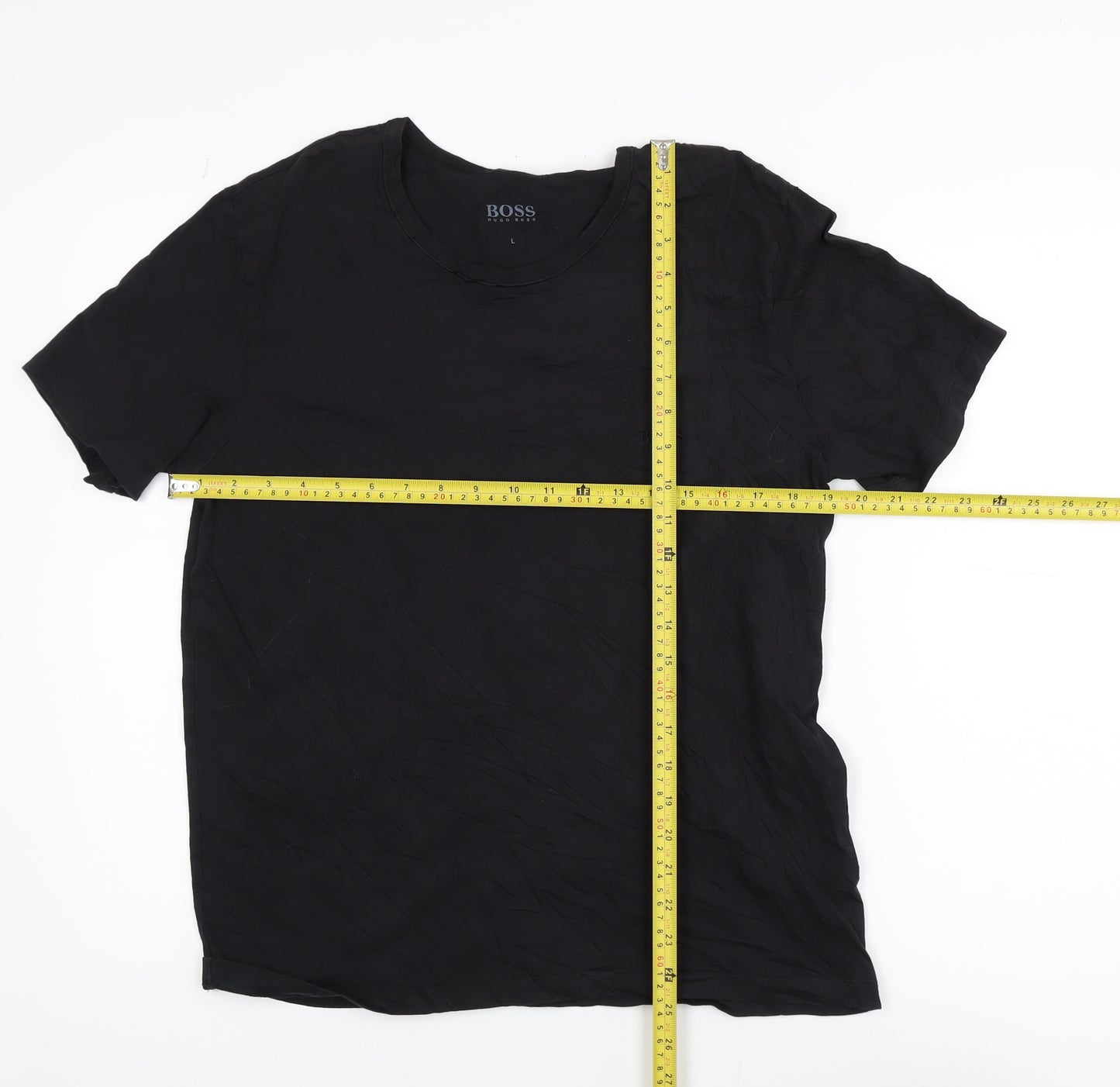 Hugo Boss Men's Black Cotton Crew Neck Short Sleeve T-Shirt Size L