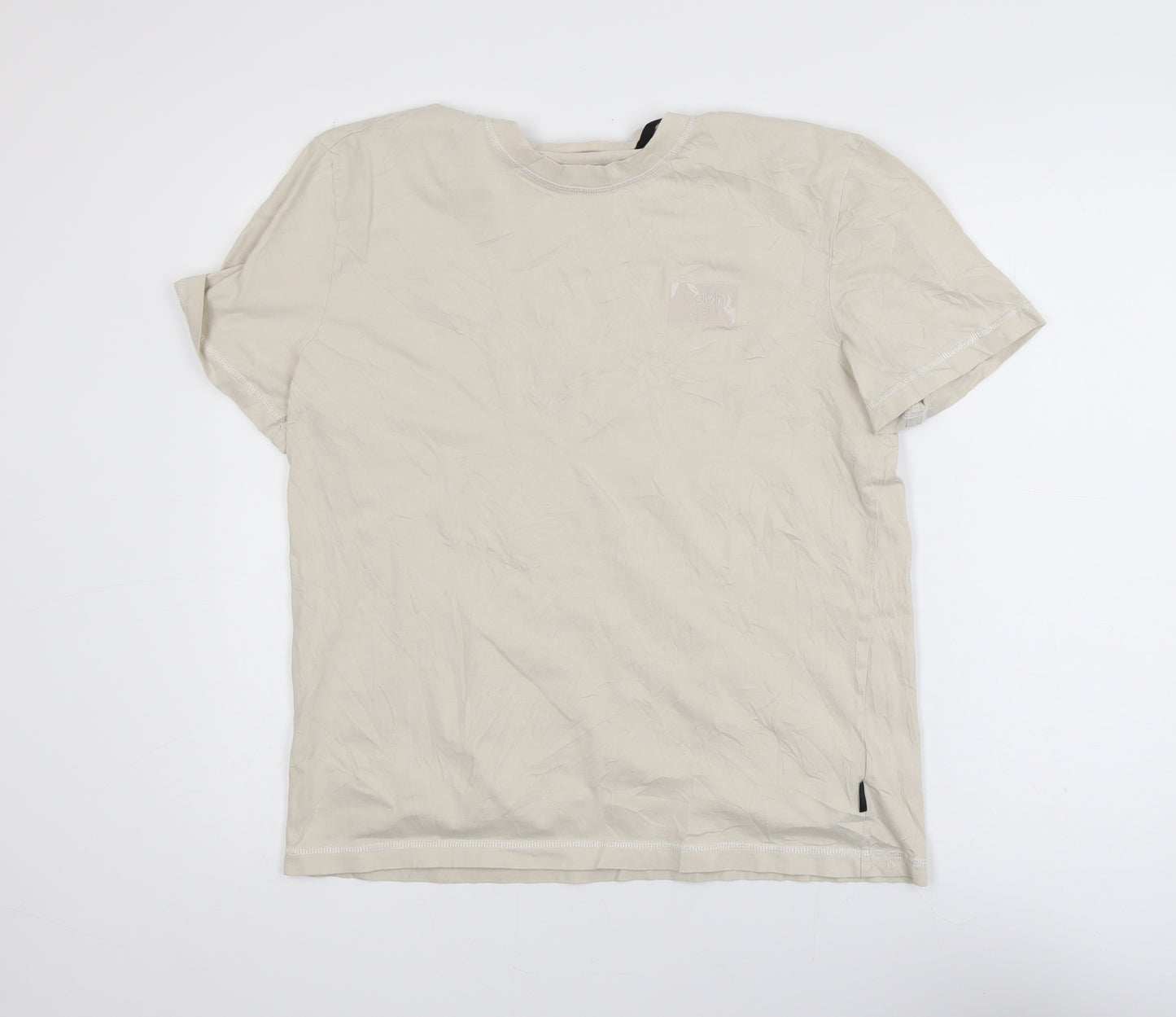 Calvin Klein Men's Beige Cotton Crew Neck XL T-Shirt
