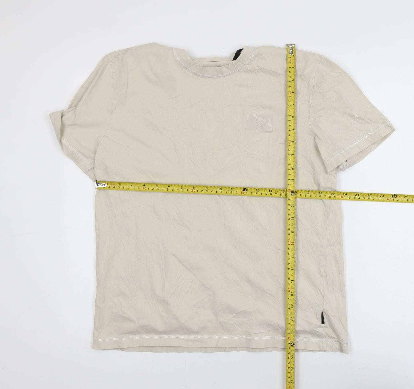 Calvin Klein Men's Beige Cotton Crew Neck XL T-Shirt