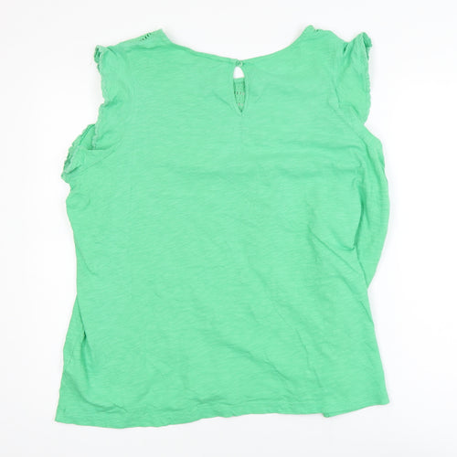 Marks and Spencer Women Green Crochet Trim Cotton Sleeveless Top Size 20