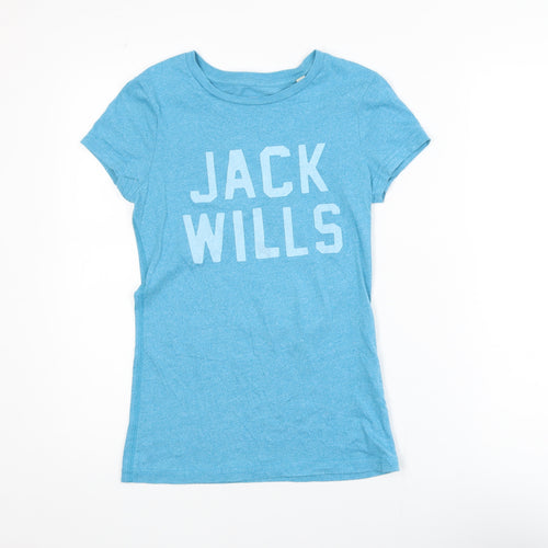 Jack Wills Women's Blue Cotton Slim Fit T-Shirt UK 8