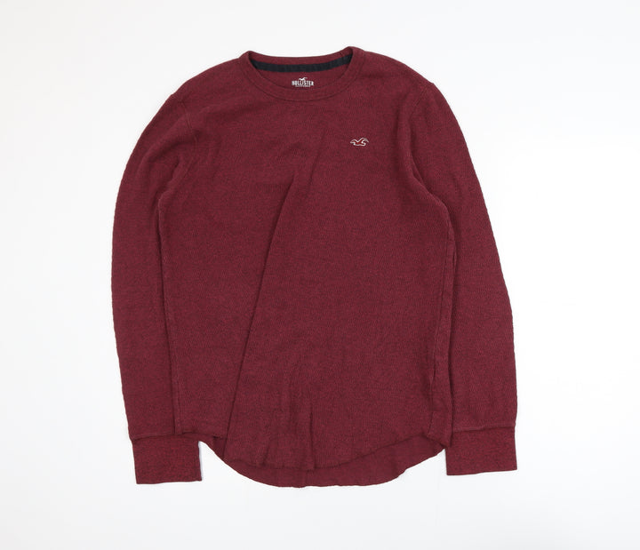 Hollister Men's Red Crew Neck Pullover Jumper Size M Cotton Knit