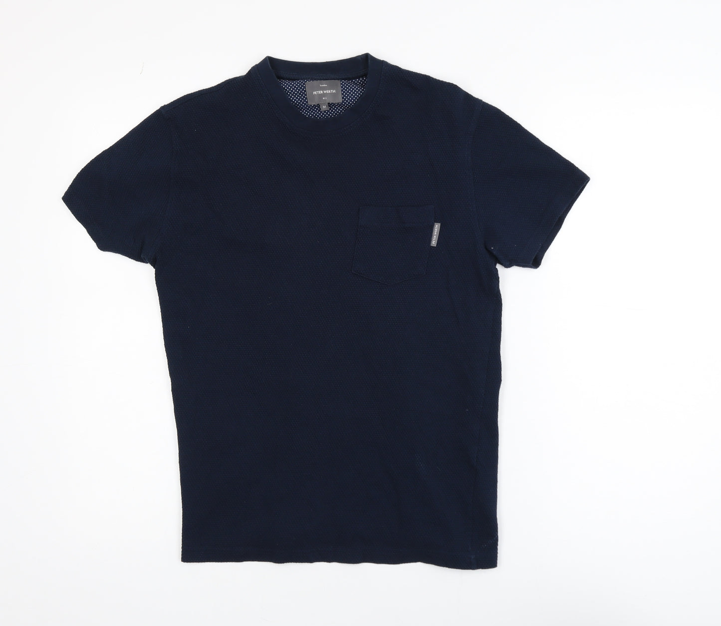 Peter Werth Men's Navy Blue Cotton Crew Neck Short Sleeve T-Shirt M
