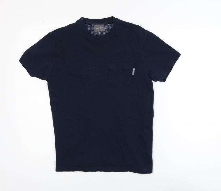 Peter Werth Men's Navy Blue Cotton Crew Neck Short Sleeve T-Shirt M