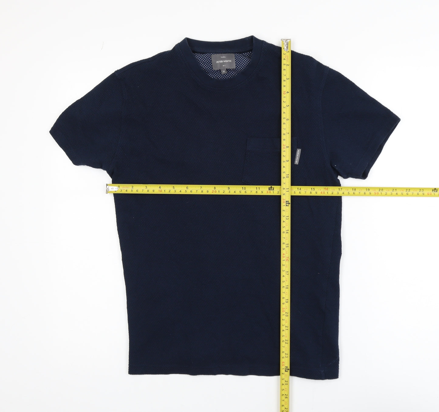 Peter Werth Men's Navy Blue Cotton Crew Neck Short Sleeve T-Shirt M