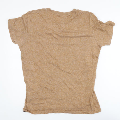 Jack & Jones Men's Beige L Crew Neck Cotton Blend T-Shirt