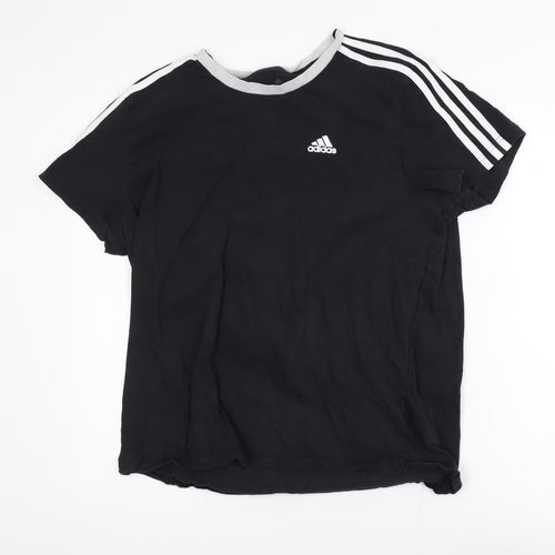 Adidas Men's Black Large Sports Crew Neck Cotton T-Shirt