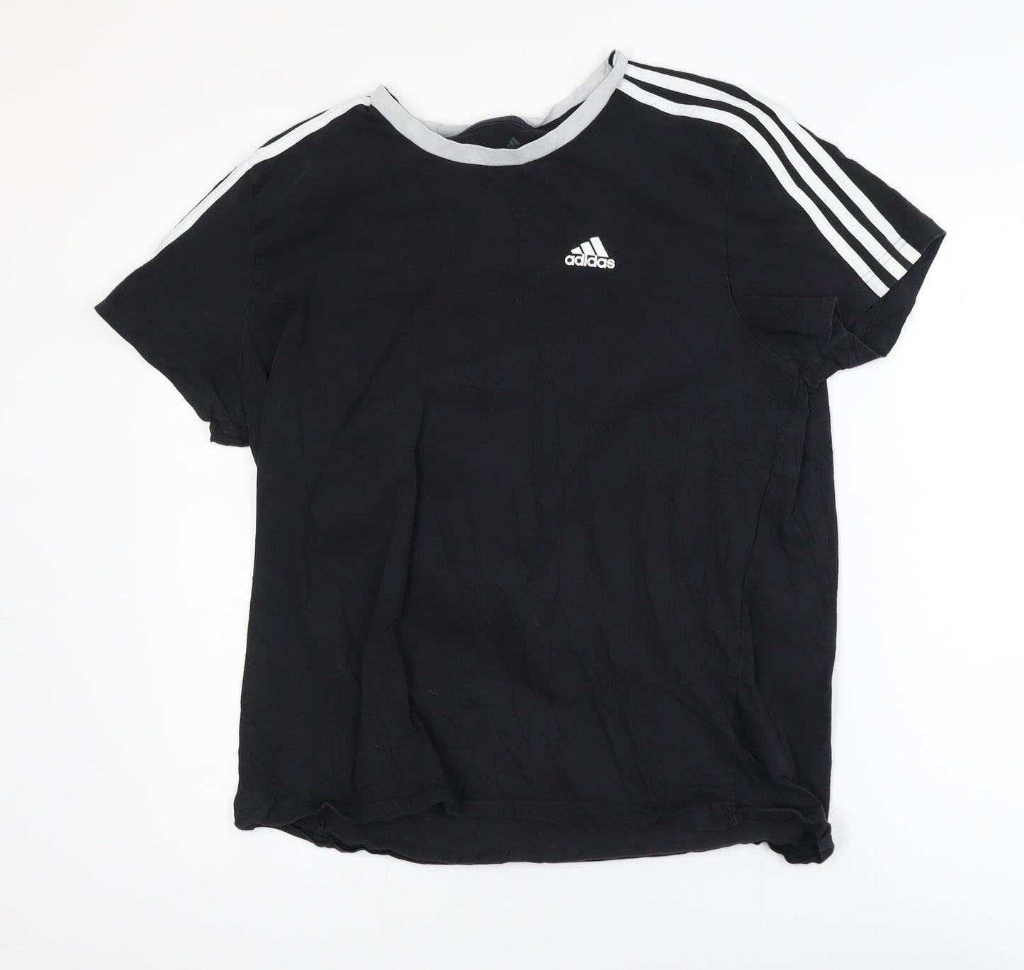 Adidas Men's Black Large Sports Crew Neck Cotton T-Shirt