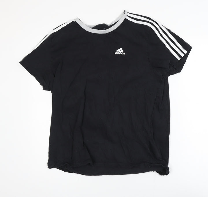 Adidas Men's Black Large Sports Crew Neck Cotton T-Shirt