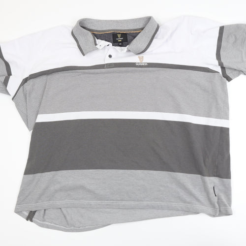 Guinness Men's Grey Striped 5XL Polo Shirt Casual Cotton
