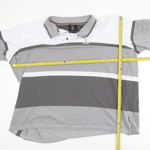 Guinness Men's Grey Striped 5XL Polo Shirt Casual Cotton