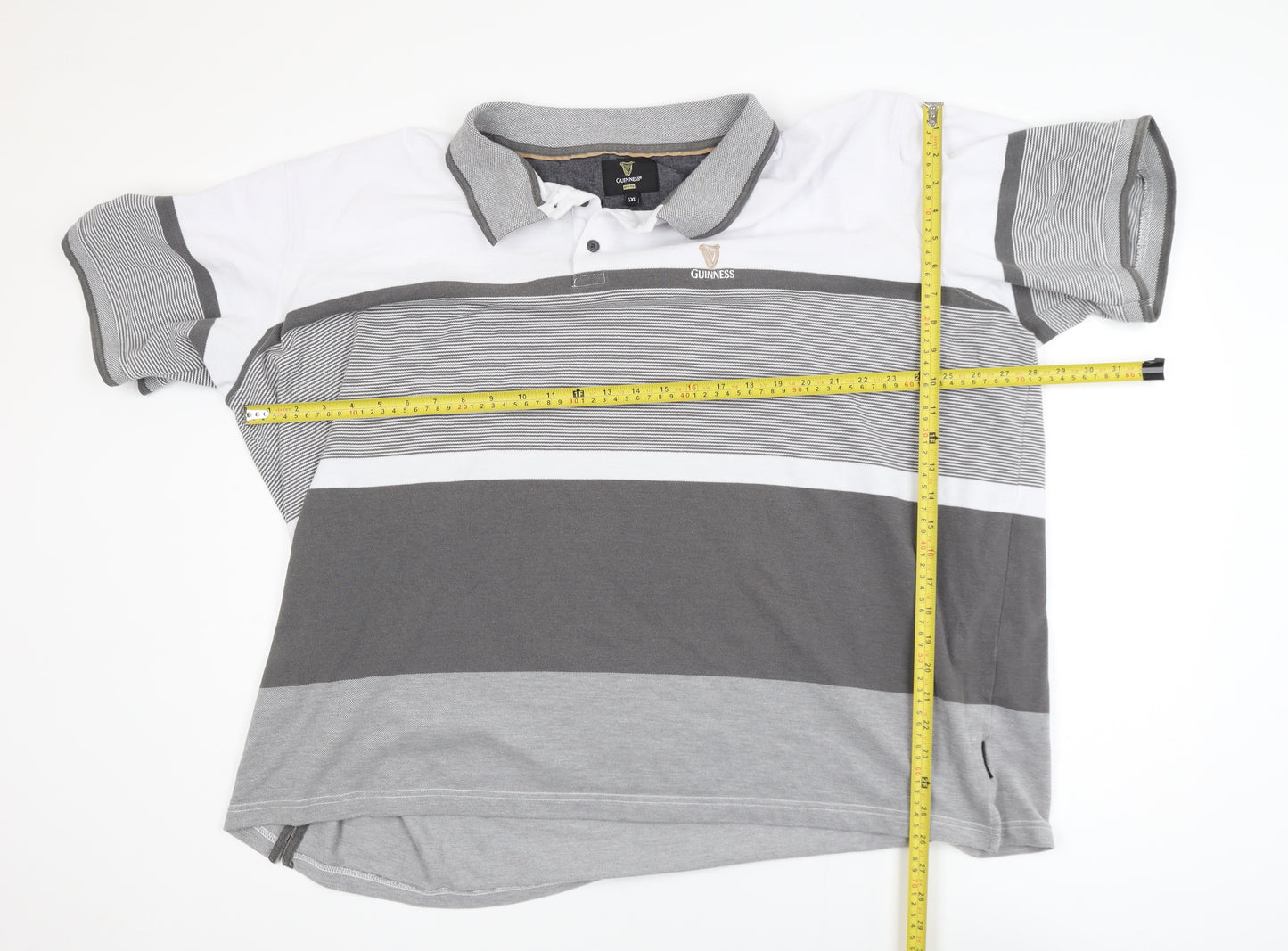 Guinness Men's Grey Striped 5XL Polo Shirt Casual Cotton