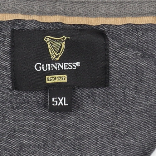 Guinness Men's Grey Striped 5XL Polo Shirt Casual Cotton