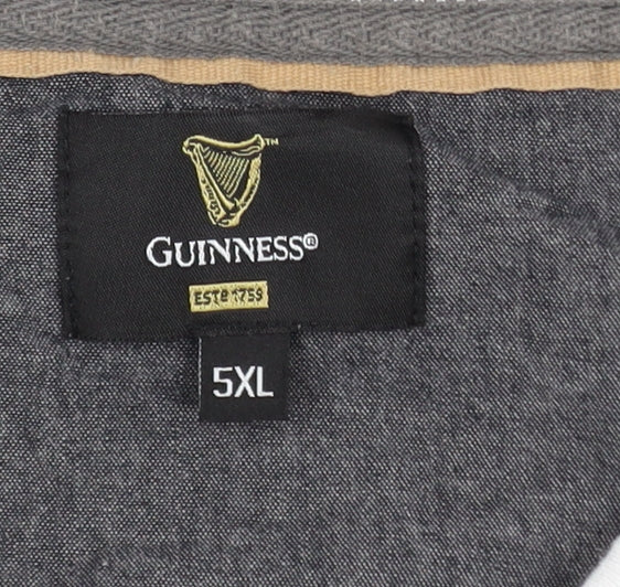Guinness Men's Grey Striped 5XL Polo Shirt Casual Cotton