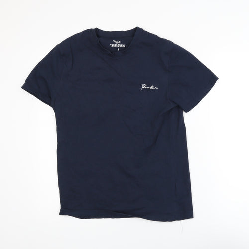 Threadbare Men's Blue Crew Neck Short Sleeve Cotton T-Shirt Size S
