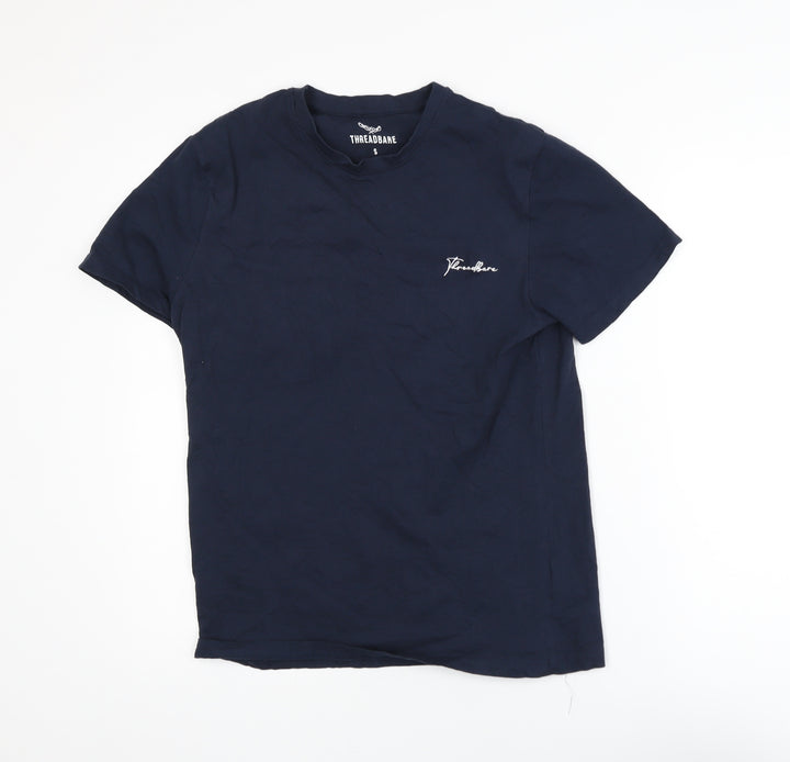 Threadbare Men's Blue Crew Neck Short Sleeve Cotton T-Shirt Size S