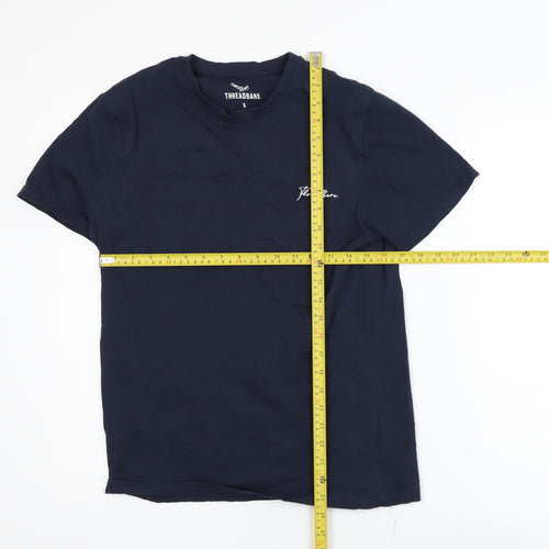 Threadbare Men's Blue Crew Neck Short Sleeve Cotton T-Shirt Size S