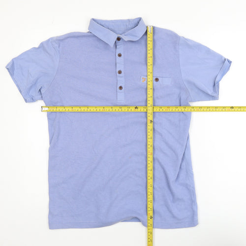 Farah Men's Blue Collared Short Sleeve Cotton T-Shirt Size M