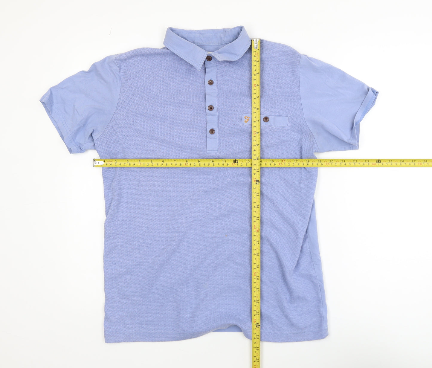 Farah Men's Blue Collared Short Sleeve Cotton T-Shirt Size M